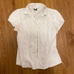 Vintage LOFT White Lace Button Down Shirt